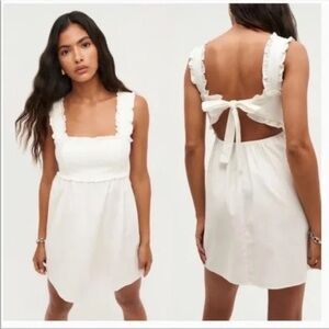 Reformation White Ruffle Strap Mini Dress